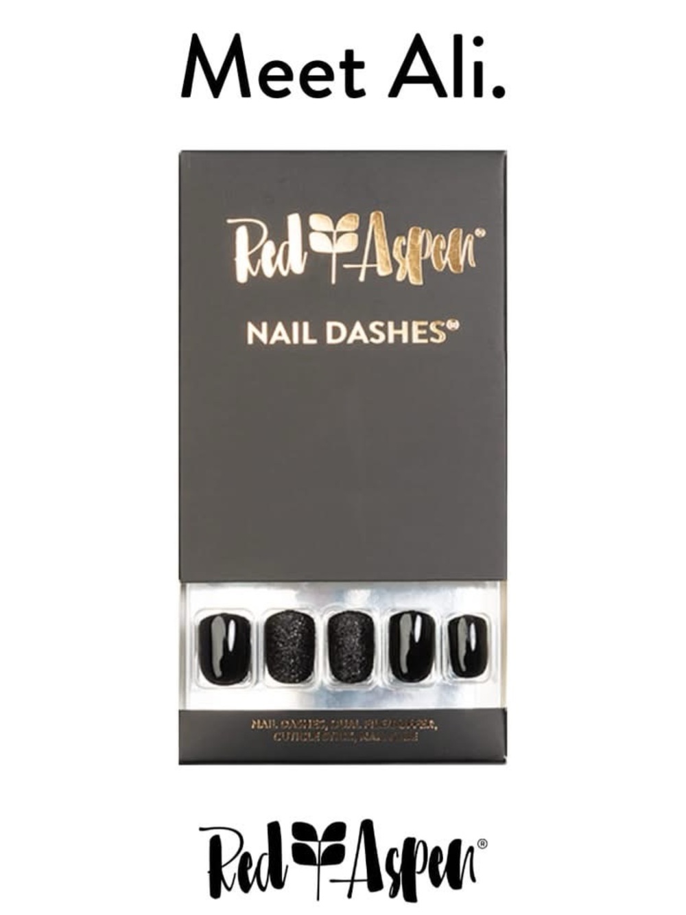 NIB Red Aspen Ali’s Black Tie Affair Press-On Nail Dashes